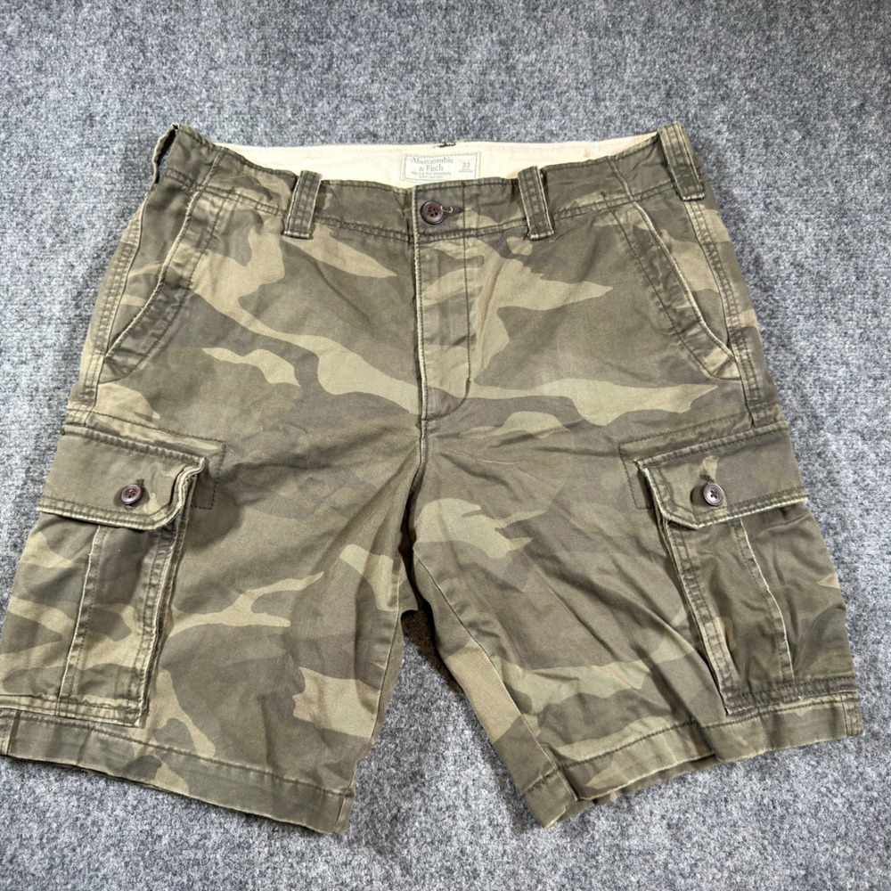 Abercrombie & Fitch Camo Cargo Shorts Mens 33 Green Camouflage Utility
